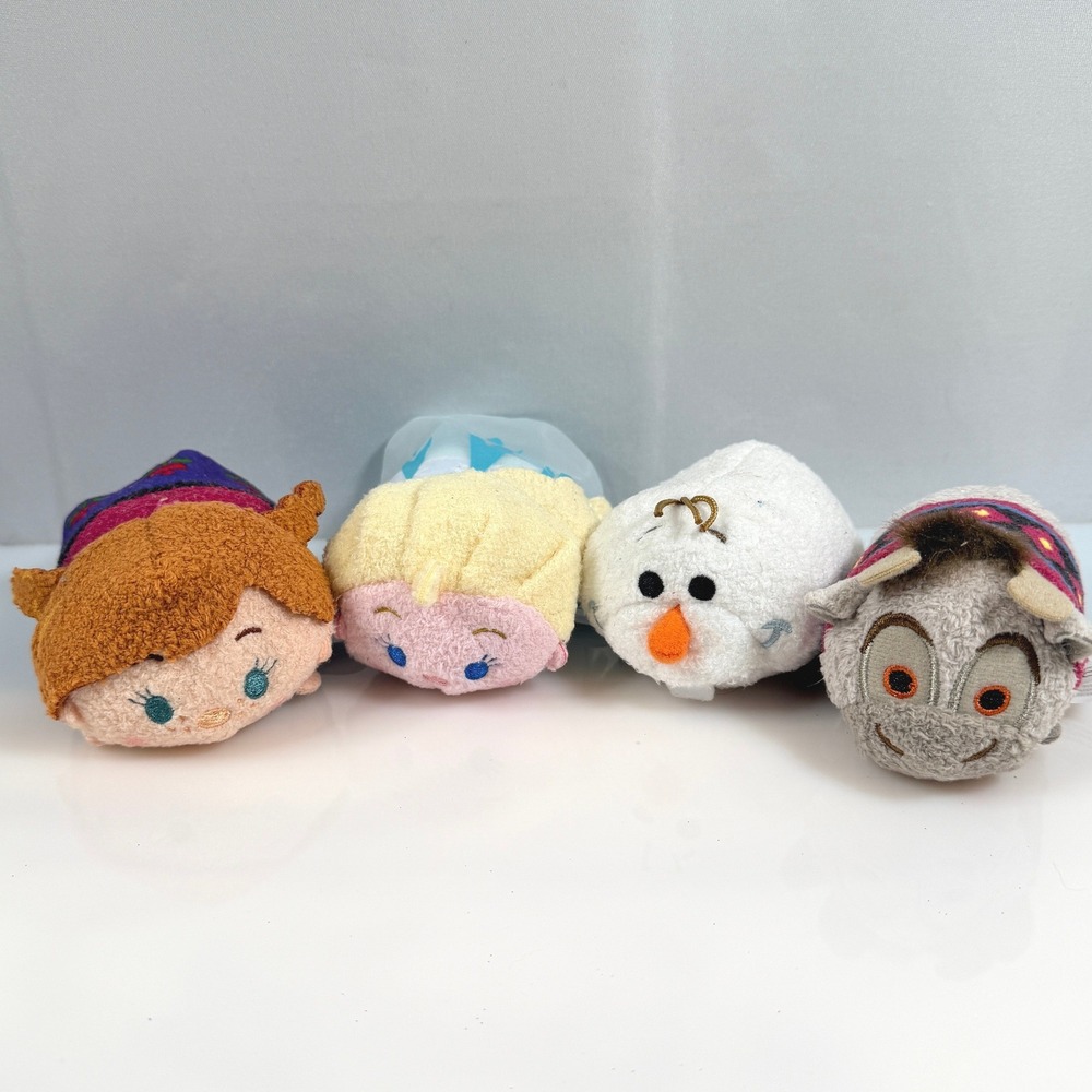 Disney Tsum Tsum Frozen Plush Set 4 Anna Elsa Olaf Kristoff Mini Stuffed